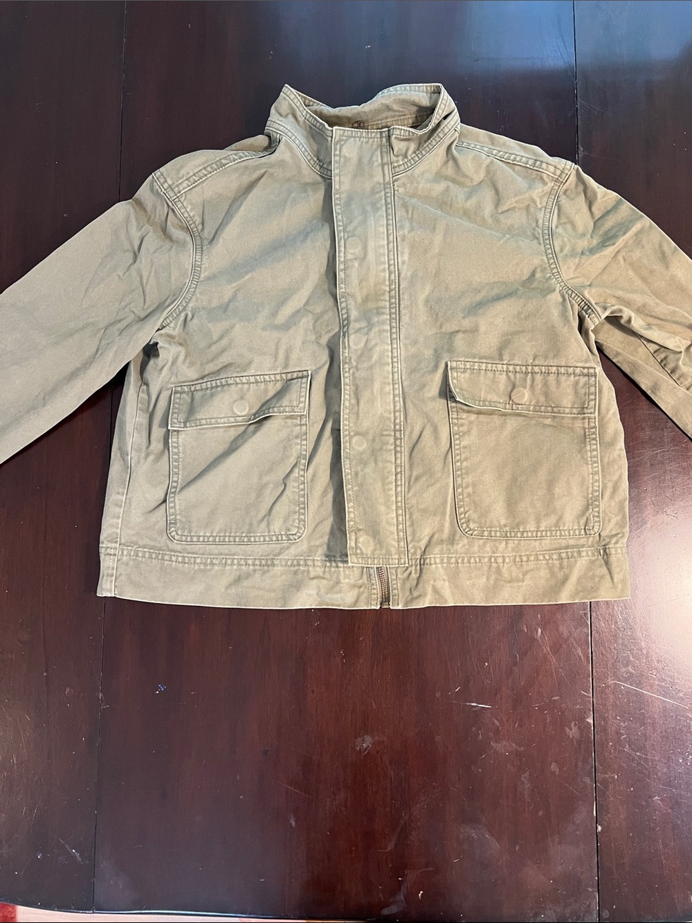 Able Tan Canvas Jean Jacket with Front Flap Pockets